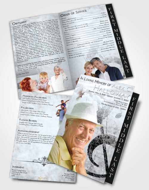 2 Page Graduated Step Fold Funeral Program Template Brochure Freedom Harmonica