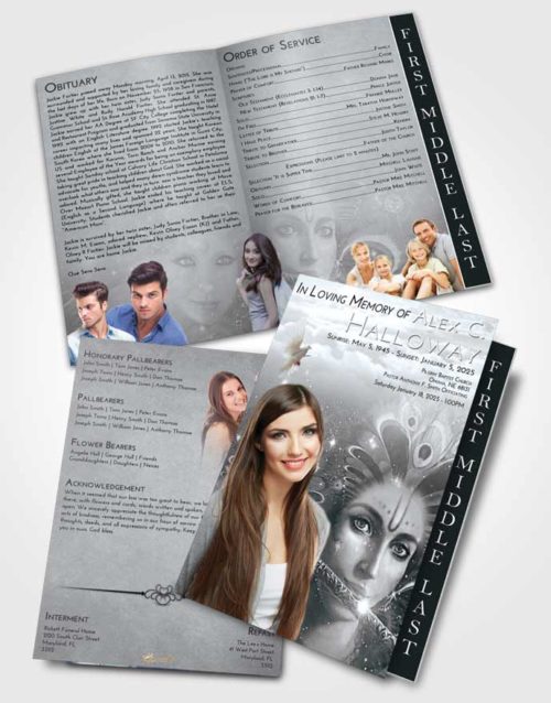 2 Page Graduated Step Fold Funeral Program Template Brochure Freedom Hindu Desire