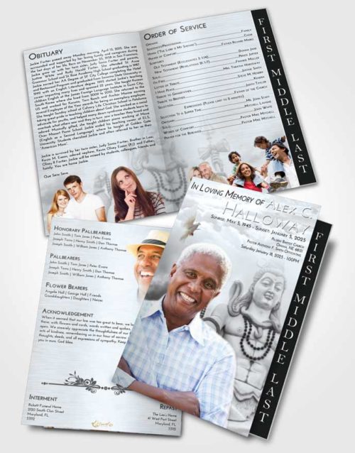 2 Page Graduated Step Fold Funeral Program Template Brochure Freedom Hindu Mystery