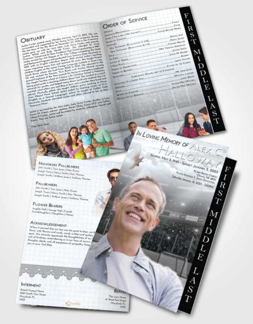 2 Page Graduated Step Fold Funeral Program Template Brochure Freedom Hockey Love