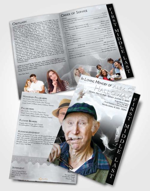 2 Page Graduated Step Fold Funeral Program Template Brochure Freedom Hockey Paradise