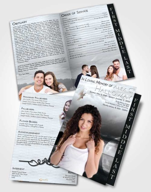 2 Page Graduated Step Fold Funeral Program Template Brochure Freedom Illuminated Evening