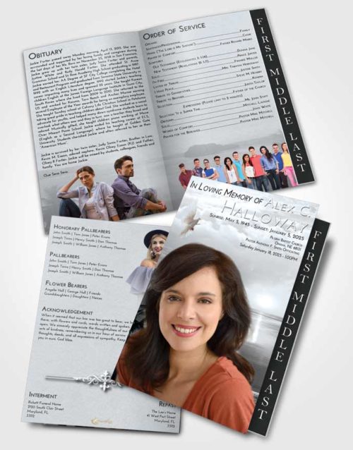 2 Page Graduated Step Fold Funeral Program Template Brochure Freedom Italian Sun
