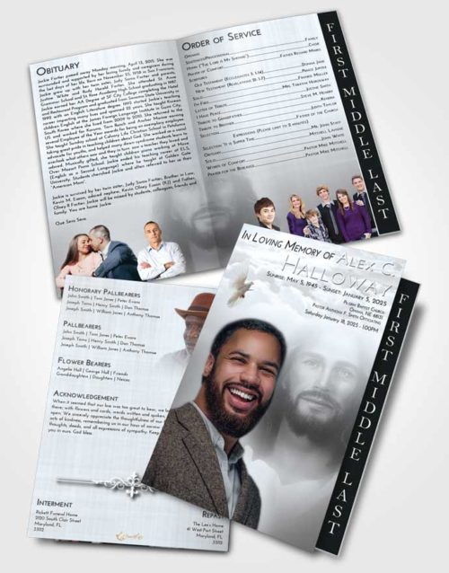 2 Page Graduated Step Fold Funeral Program Template Brochure Freedom Jesus in Heaven