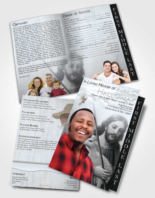 2 Page Graduated Step Fold Funeral Program Template Brochure Freedom Jesus the Savior