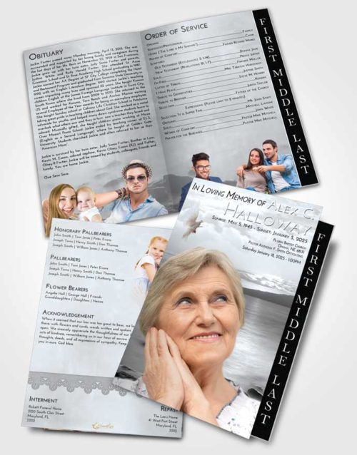 2 Page Graduated Step Fold Funeral Program Template Brochure Freedom Lake Front