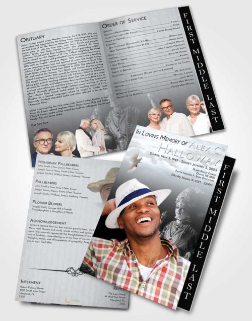 2 Page Graduated Step Fold Funeral Program Template Brochure Freedom Lakshmi Surprise