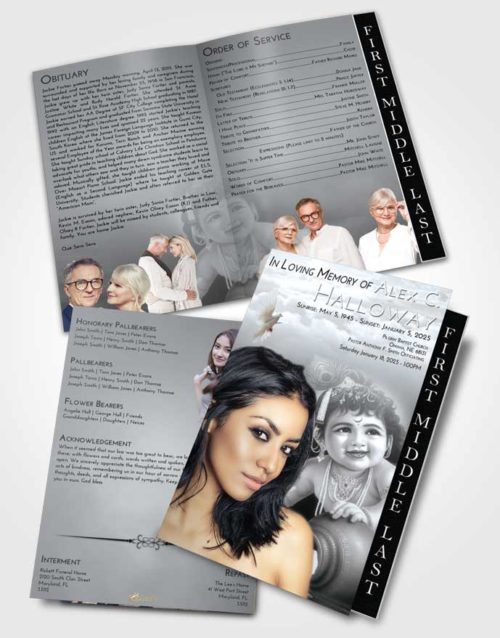 2 Page Graduated Step Fold Funeral Program Template Brochure Freedom Lord Krishna Divinity