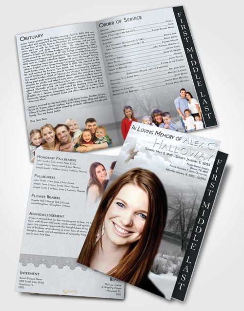 2 Page Graduated Step Fold Funeral Program Template Brochure Freedom Lovely Lake