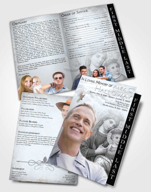 2 Page Graduated Step Fold Funeral Program Template Brochure Freedom Marys Love