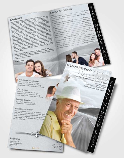 2 Page Graduated Step Fold Funeral Program Template Brochure Freedom Morning Highway