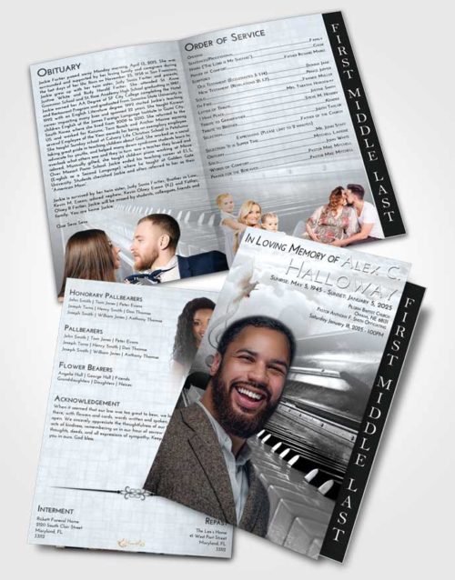 2 Page Graduated Step Fold Funeral Program Template Brochure Freedom Piano Passion