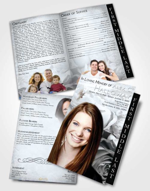 2 Page Graduated Step Fold Funeral Program Template Brochure Freedom Rose Magic