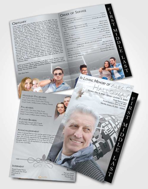 2 Page Graduated Step Fold Funeral Program Template Brochure Freedom Rugby Passion