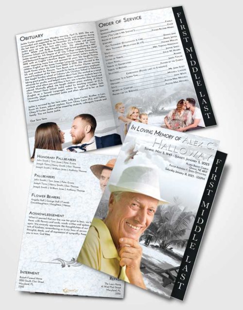2 Page Graduated Step Fold Funeral Program Template Brochure Freedom Sandy Beach