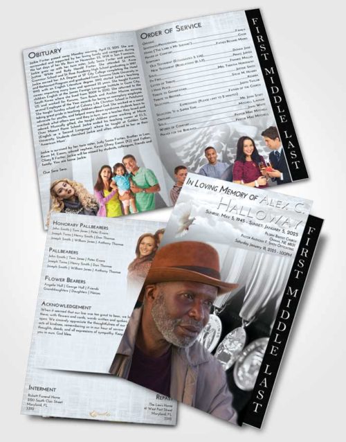 2 Page Graduated Step Fold Funeral Program Template Brochure Freedom Service Reward