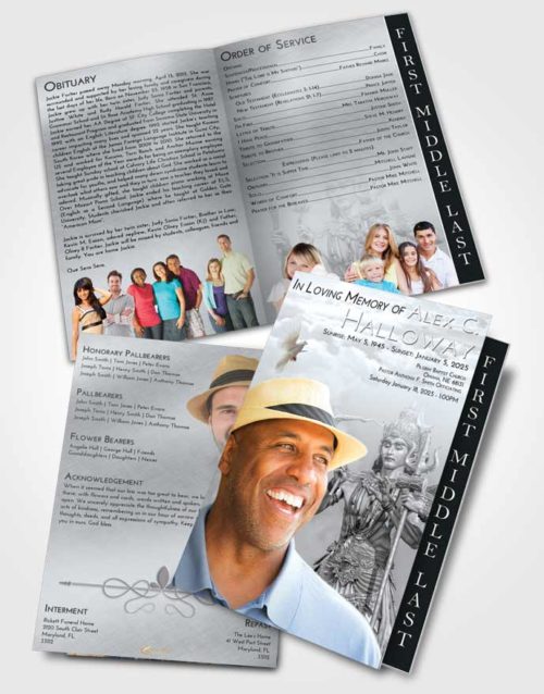 2 Page Graduated Step Fold Funeral Program Template Brochure Freedom Shiva Desire
