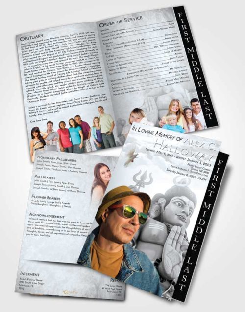 2 Page Graduated Step Fold Funeral Program Template Brochure Freedom Shiva Divinity