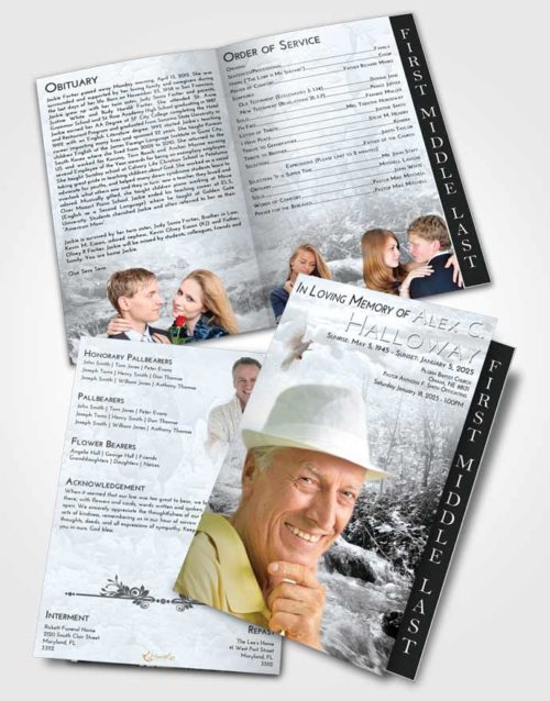 2 Page Graduated Step Fold Funeral Program Template Brochure Freedom Silver Stream