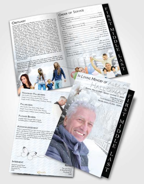 2 Page Graduated Step Fold Funeral Program Template Brochure Freedom Snow Walk