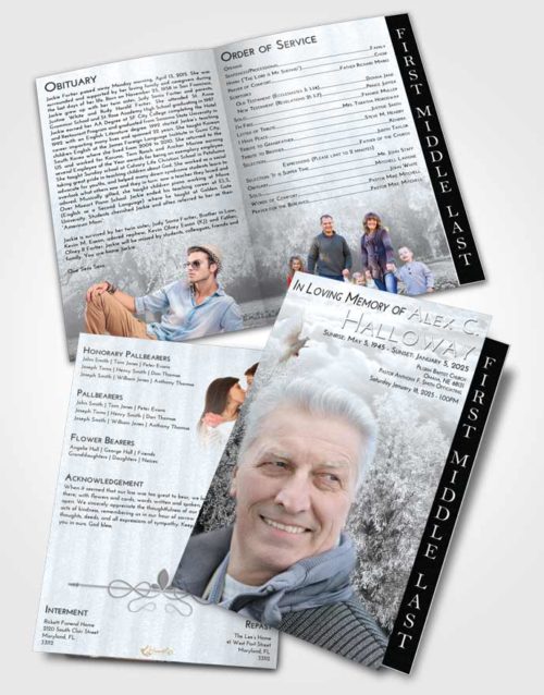 2 Page Graduated Step Fold Funeral Program Template Brochure Freedom Snowy Love