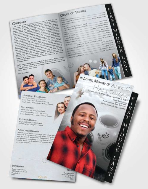 2 Page Graduated Step Fold Funeral Program Template Brochure Freedom Soccer Miracle