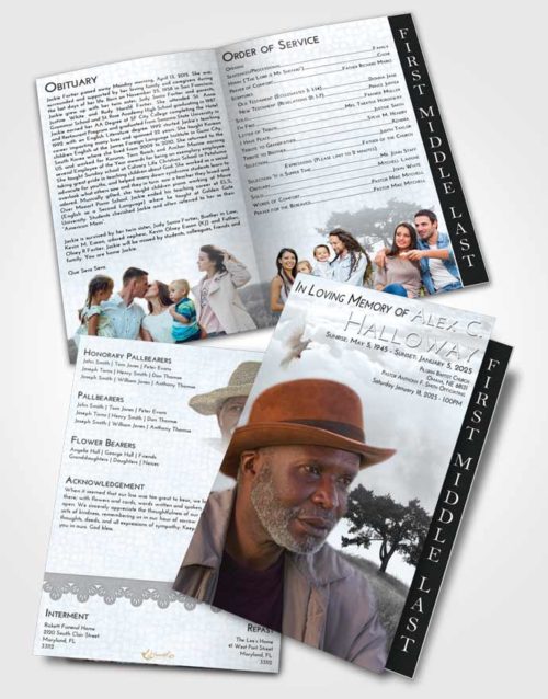 2 Page Graduated Step Fold Funeral Program Template Brochure Freedom Solumn Tree