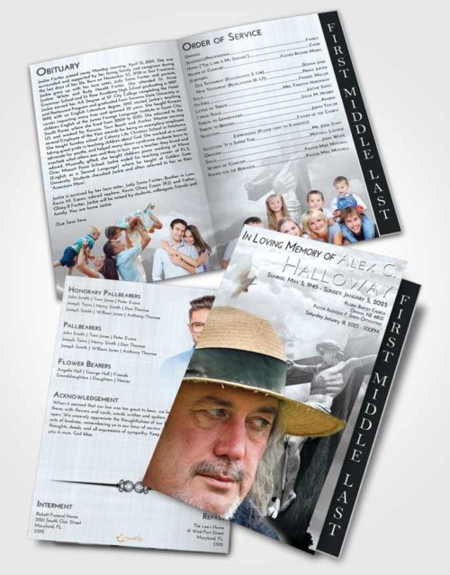 2 Page Graduated Step Fold Funeral Program Template Brochure Freedom Spiritual Cross