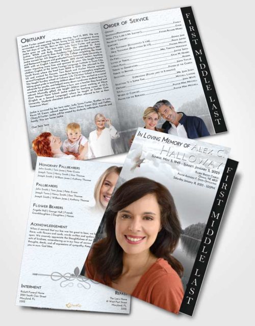 2 Page Graduated Step Fold Funeral Program Template Brochure Freedom Sun Blaze