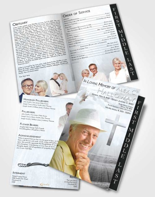 2 Page Graduated Step Fold Funeral Program Template Brochure Freedom The Cross of Life