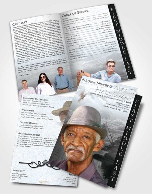 2 Page Graduated Step Fold Funeral Program Template Brochure Freedom Tropical Beach
