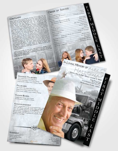 2 Page Graduated Step Fold Funeral Program Template Brochure Freedom Trucker Days