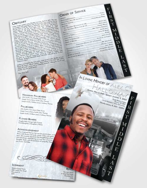 2 Page Graduated Step Fold Funeral Program Template Brochure Freedom Trucker Dreams
