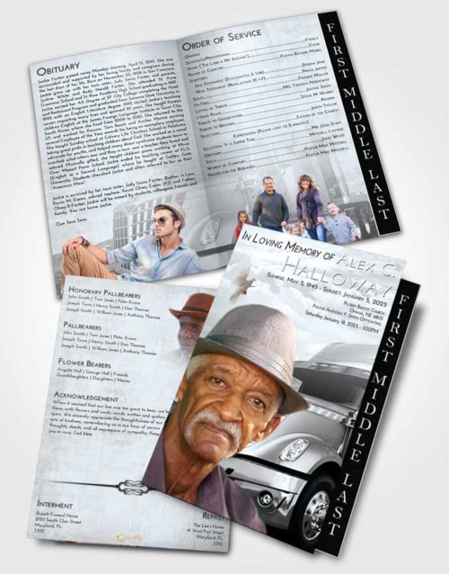 2 Page Graduated Step Fold Funeral Program Template Brochure Freedom Trucker Hours