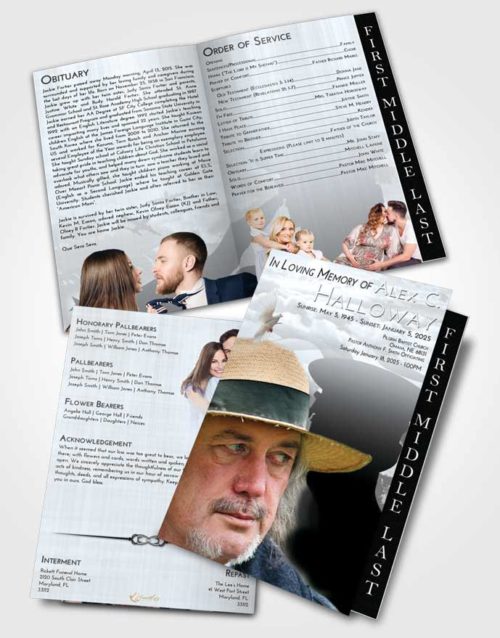 2 Page Graduated Step Fold Funeral Program Template Brochure Freedom Veterans Sacrifice
