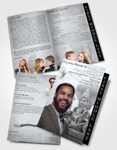 2 Page Graduated Step Fold Funeral Program Template Brochure Freedom Vishnu Desire