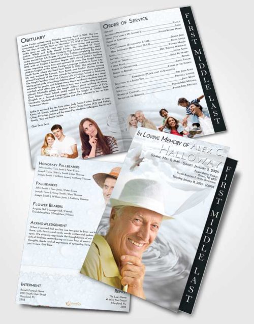 2 Page Graduated Step Fold Funeral Program Template Brochure Freedom Water Droplet