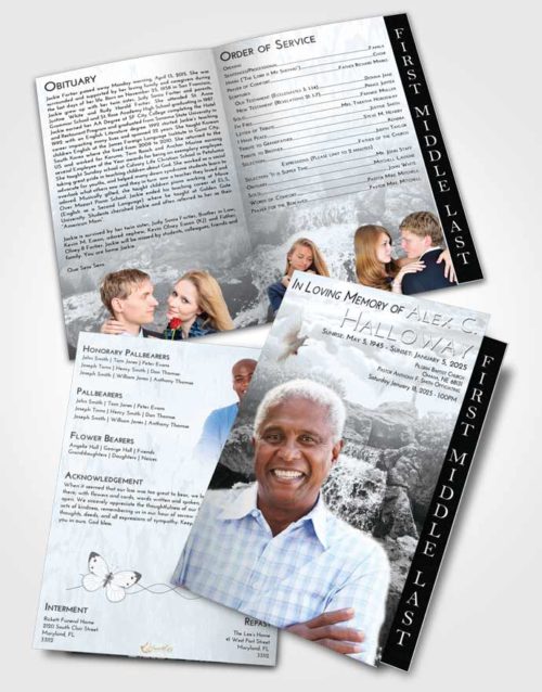 2 Page Graduated Step Fold Funeral Program Template Brochure Freedom Waterfall Masterpiece