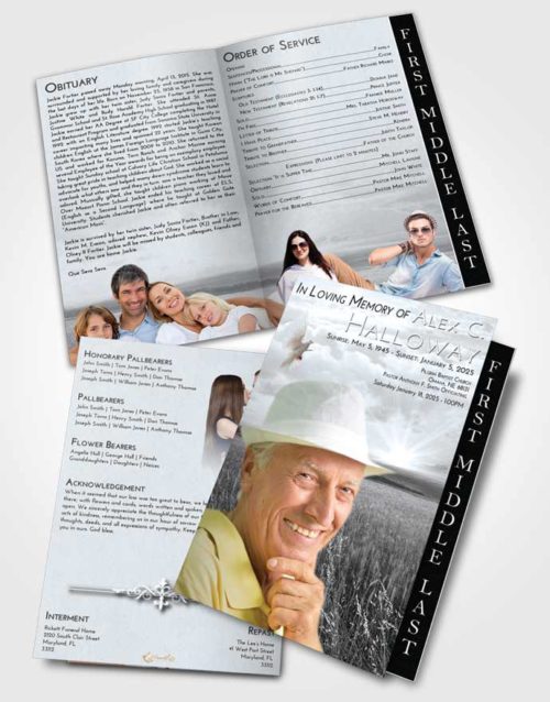 2 Page Graduated Step Fold Funeral Program Template Brochure Freedom Wheat Fields