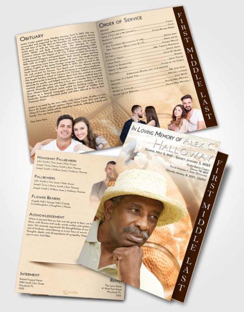 2 Page Graduated Step Fold Funeral Program Template Brochure Golden Basketball Fame