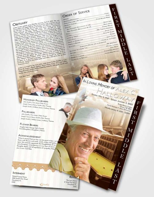 2 Page Graduated Step Fold Funeral Program Template Brochure Golden Billiards Journey