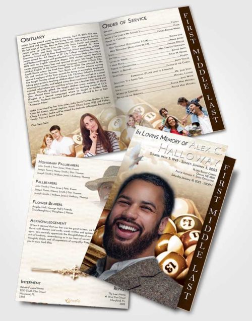 2 Page Graduated Step Fold Funeral Program Template Brochure Golden Billiards Love