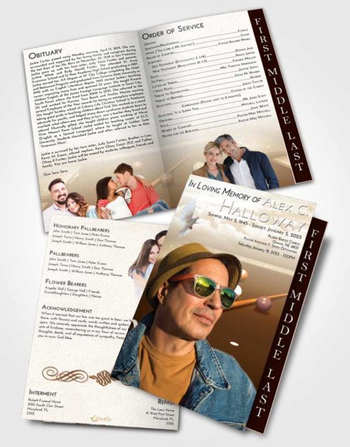 2 Page Graduated Step Fold Funeral Program Template Brochure Golden Billiards Peace
