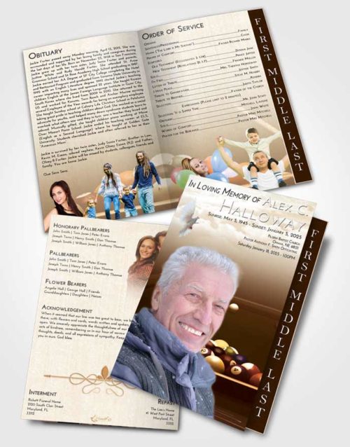 2 Page Graduated Step Fold Funeral Program Template Brochure Golden Billiards Pride