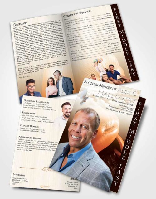2 Page Graduated Step Fold Funeral Program Template Brochure Golden Boxing Blitz