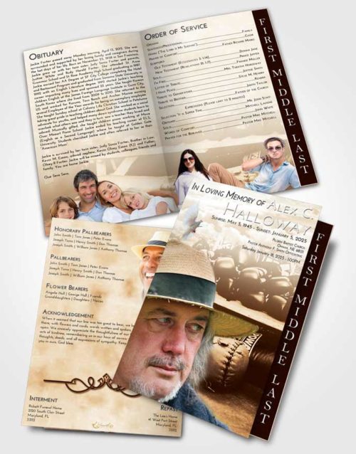 2 Page Graduated Step Fold Funeral Program Template Brochure Golden Boxing Life