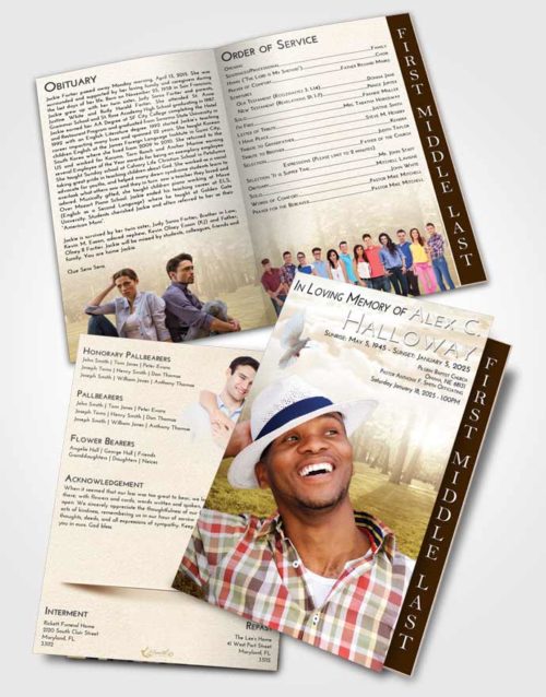 2 Page Graduated Step Fold Funeral Program Template Brochure Golden National Park