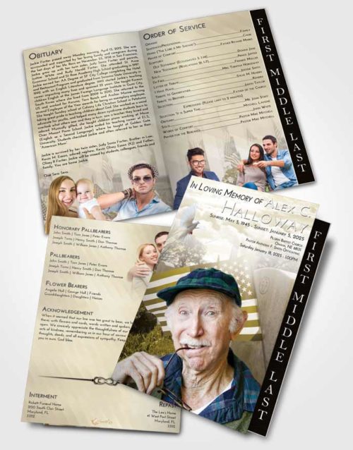 2 Page Graduated Step Fold Funeral Program Template Brochure Harmony American Smile