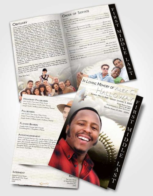 2 Page Graduated Step Fold Funeral Program Template Brochure Harmony Baseball Life