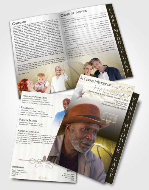 2 Page Graduated Step Fold Funeral Program Template Brochure Harmony Basketball Dreams